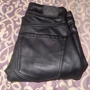 NWOT american eagle leather jeans size 00